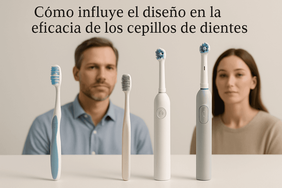 El diseño del cepillo de dientes, desde el mango hasta las cerdas, mejora la higiene bucal. Materiales avanzados y formas ergonómicas facilitan una limpieza eficaz.
