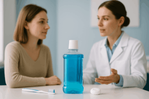 El colutorio mejora la salud bucal al llegar donde cepillos y seda no pueden. Combate bacterias y caries con fluoruro y antisépticos, refrescando el aliento y fortaleciendo los dientes.